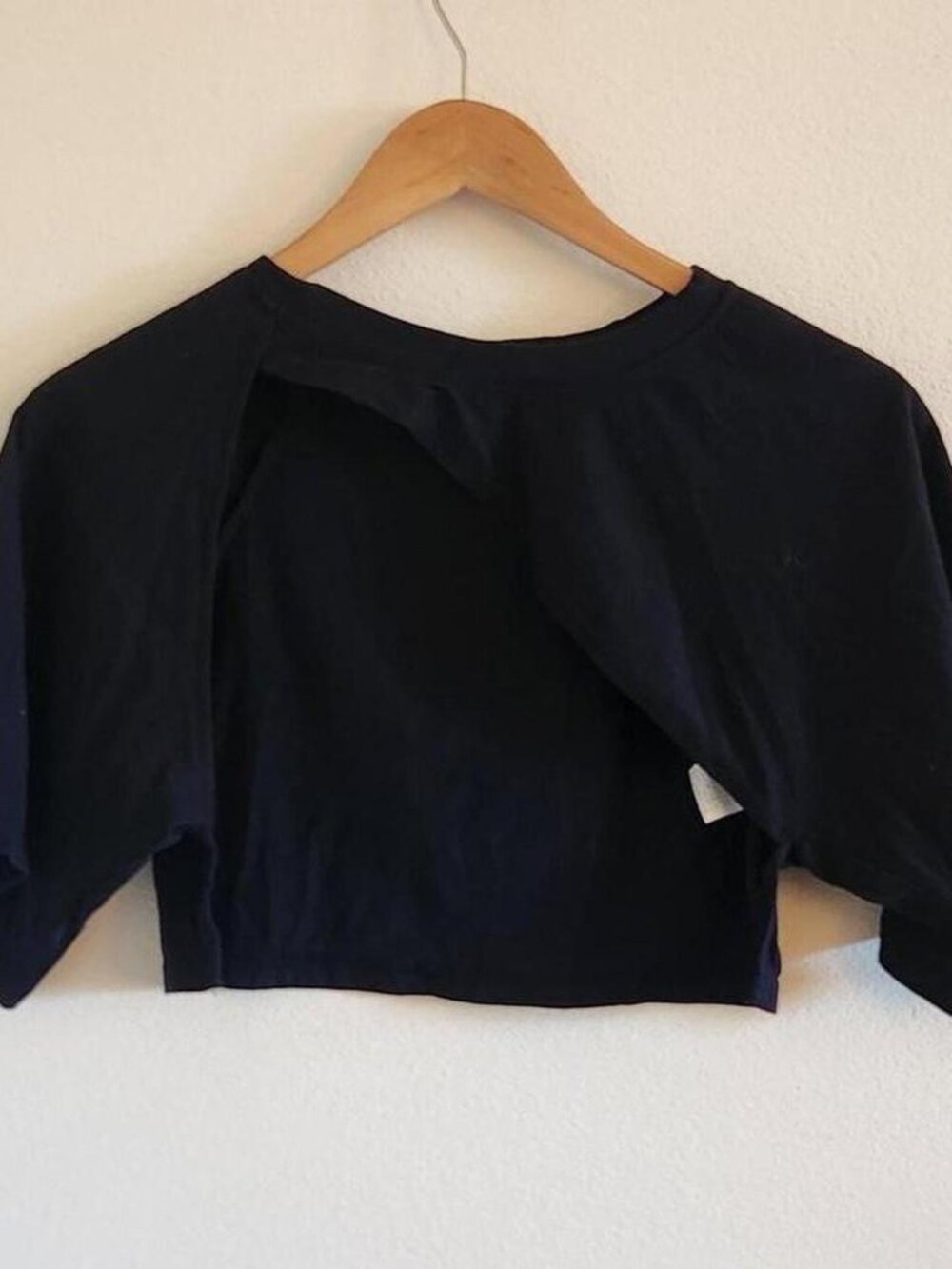 Size Small Dazy Brand Black Open Cut Front Layering Tee Shirt Style Cropped Top